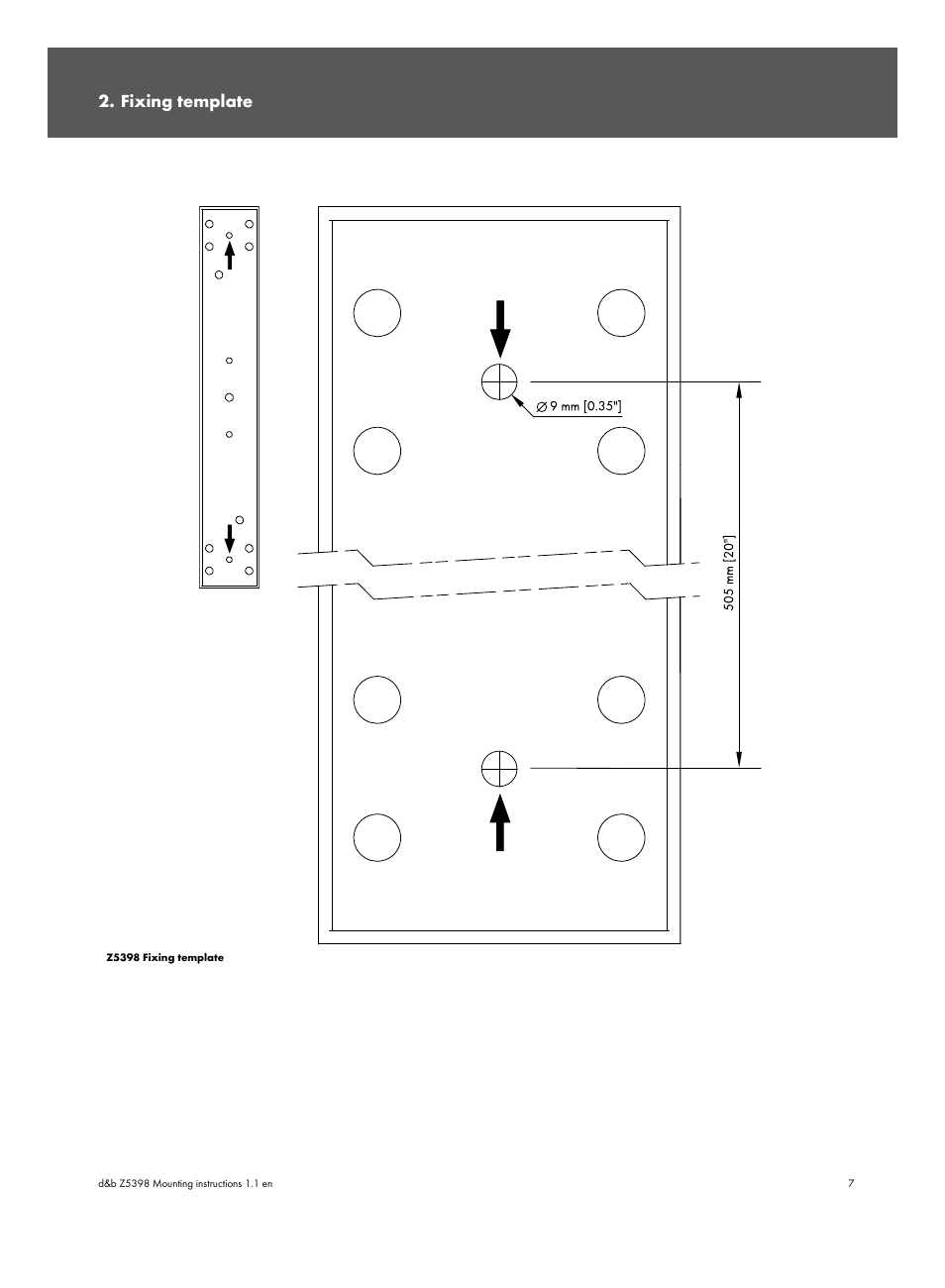 Fixing template | d&b Z5398 YP Horizontal bracket User Manual | Page 7 / 12
