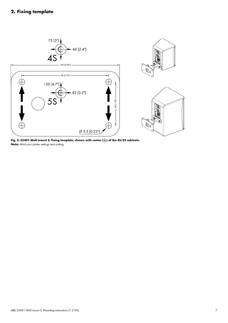 Fixing template | d&b Z5401 Wall mount S User Manual | Page 7 / 11