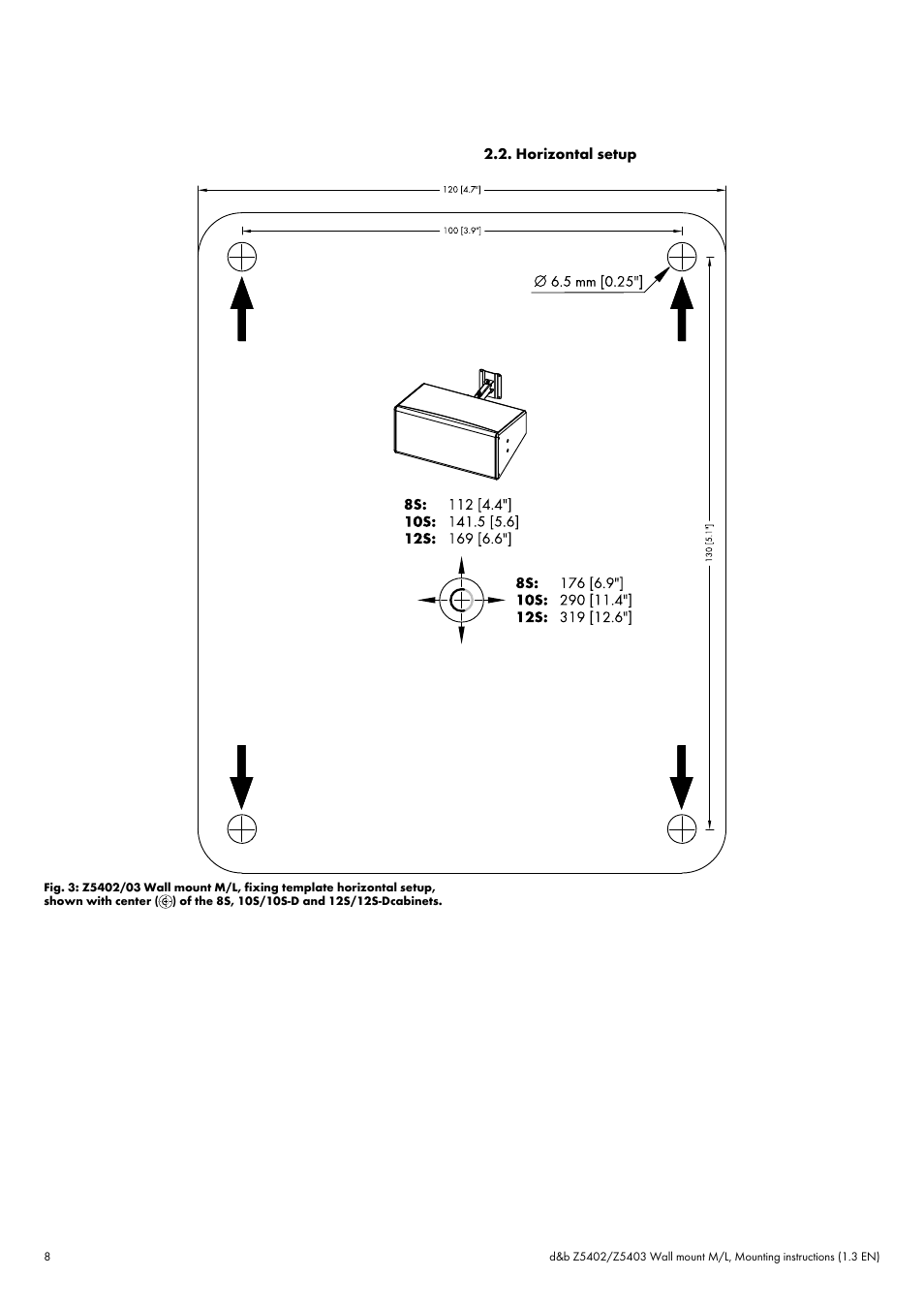 Horizontal setup | d&b Z5402 Wall mount User Manual | Page 8 / 17