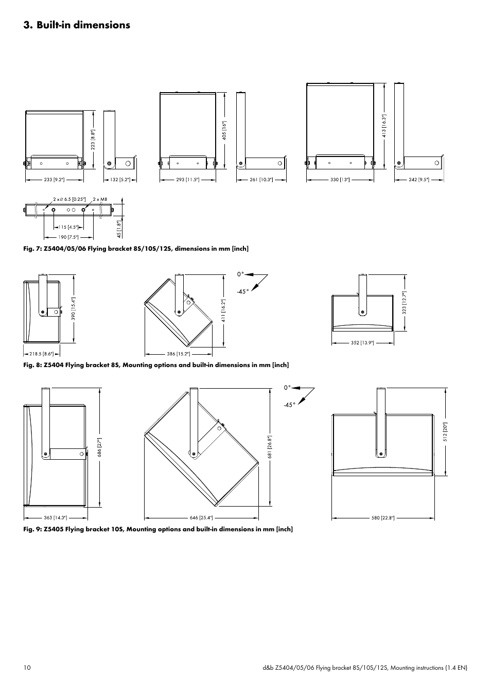 Built-in dimensions | d&b Z5404 Flying bracket User Manual | Page 10 / 13