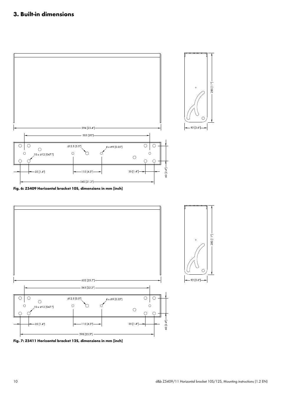 Built-in dimensions | d&b Z5409 Horizontal bracket 10S 12S User Manual | Page 10 / 13