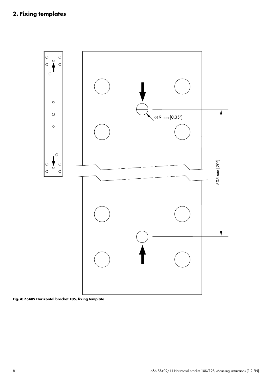 Fixing templates | d&b Z5409 Horizontal bracket 10S 12S User Manual | Page 8 / 13