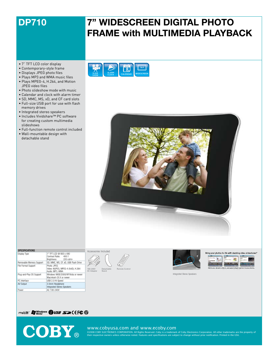 COBY electronic DP710 User Manual | 1 page