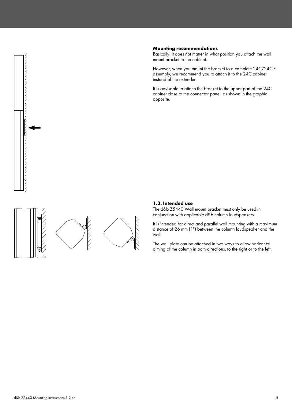 Intended use | d&b Z5440 Wall mount bracket User Manual | Page 5 / 12