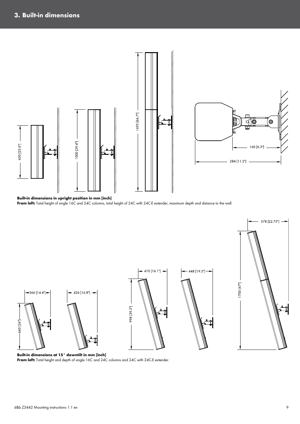 Built-in dimensions | d&b Z5442 User Manual | Page 9 / 11