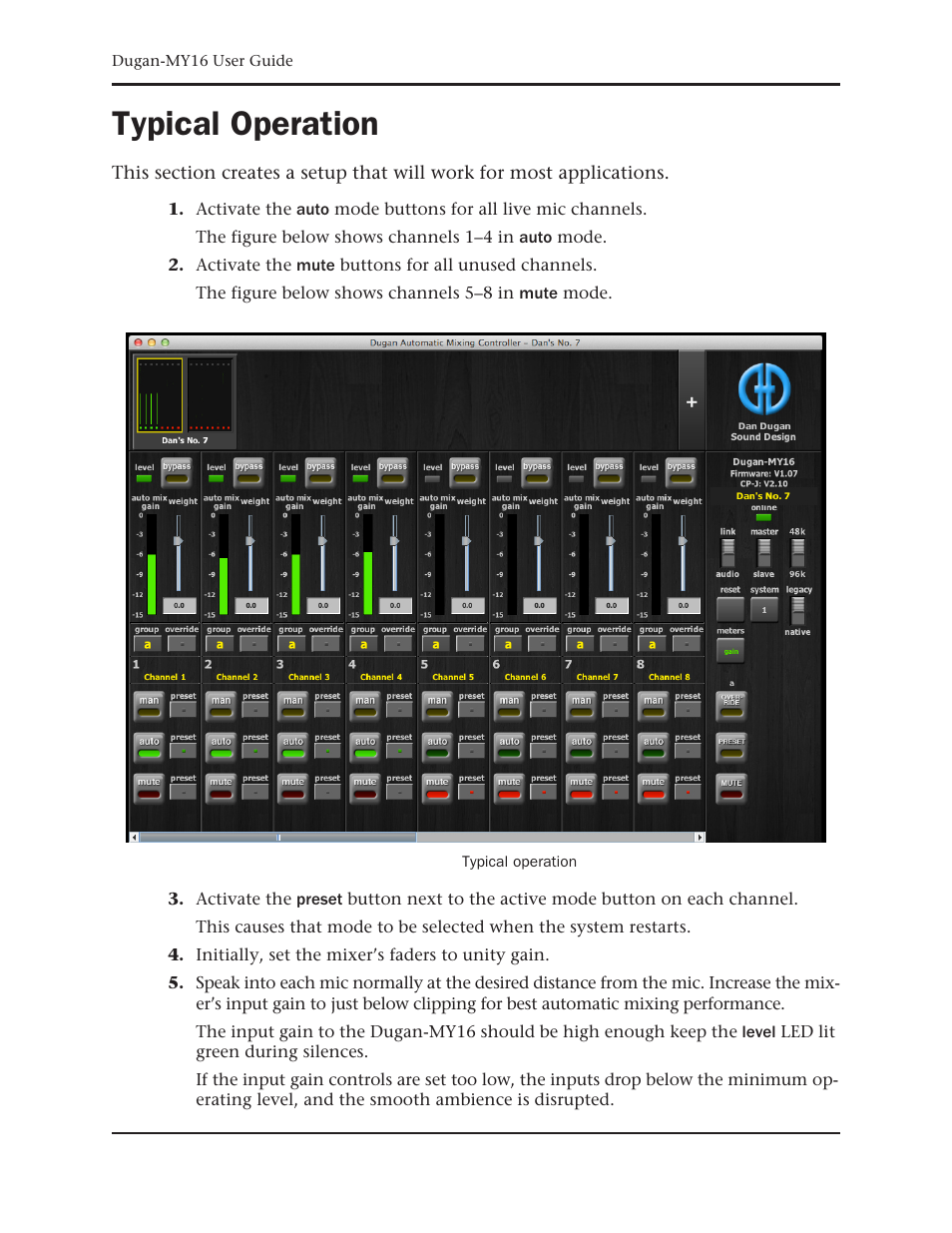 Typical operation | Dan Dugan Sound Design Dugan-MY16 User Manual | Page 38 / 44