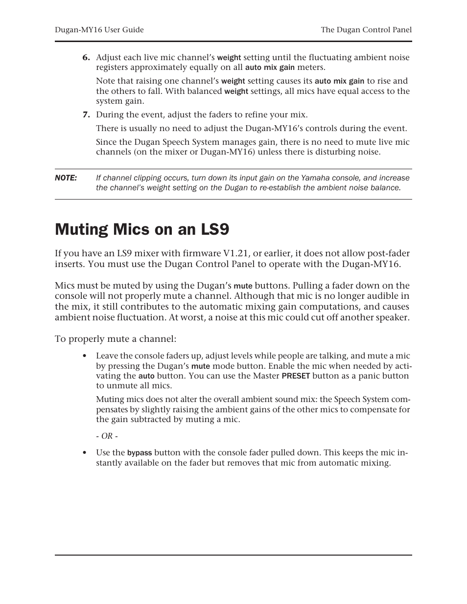 Muting mics on an ls9 | Dan Dugan Sound Design Dugan-MY16 User Manual | Page 39 / 44