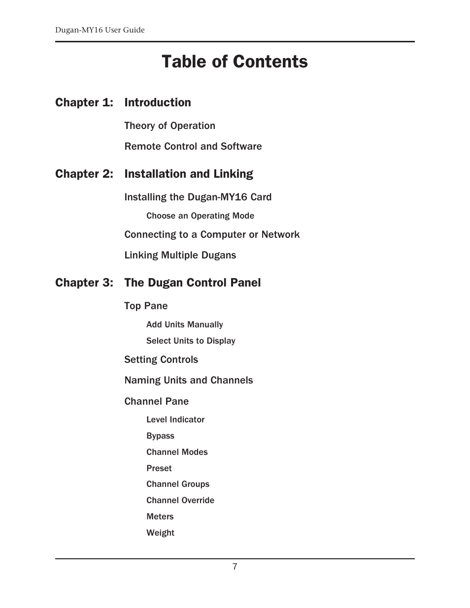 Dan Dugan Sound Design Dugan-MY16 User Manual | Page 7 / 44
