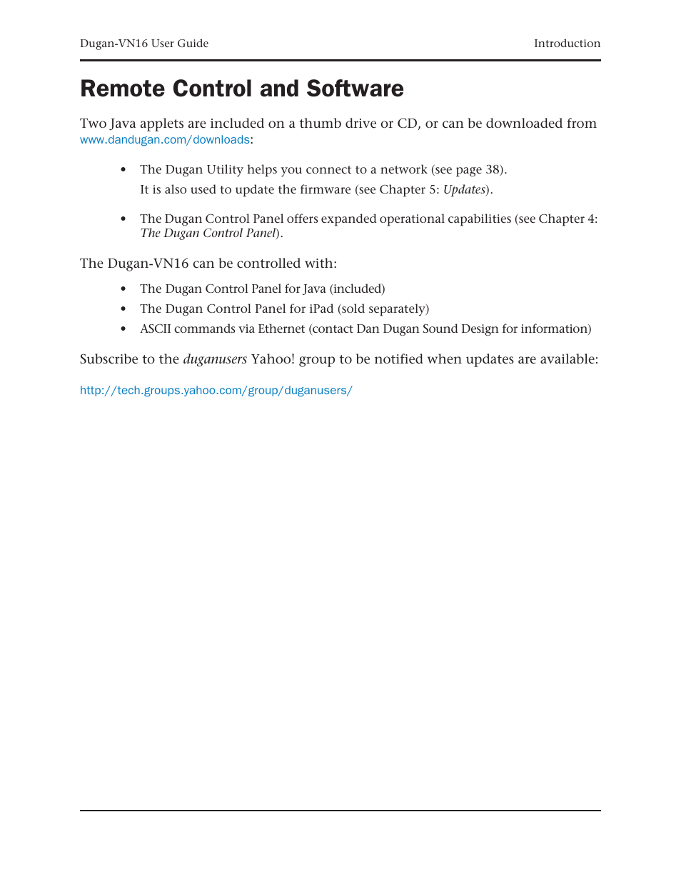 Remote control and software | Dan Dugan Sound Design Dugan-VN16 User Manual | Page 11 / 64