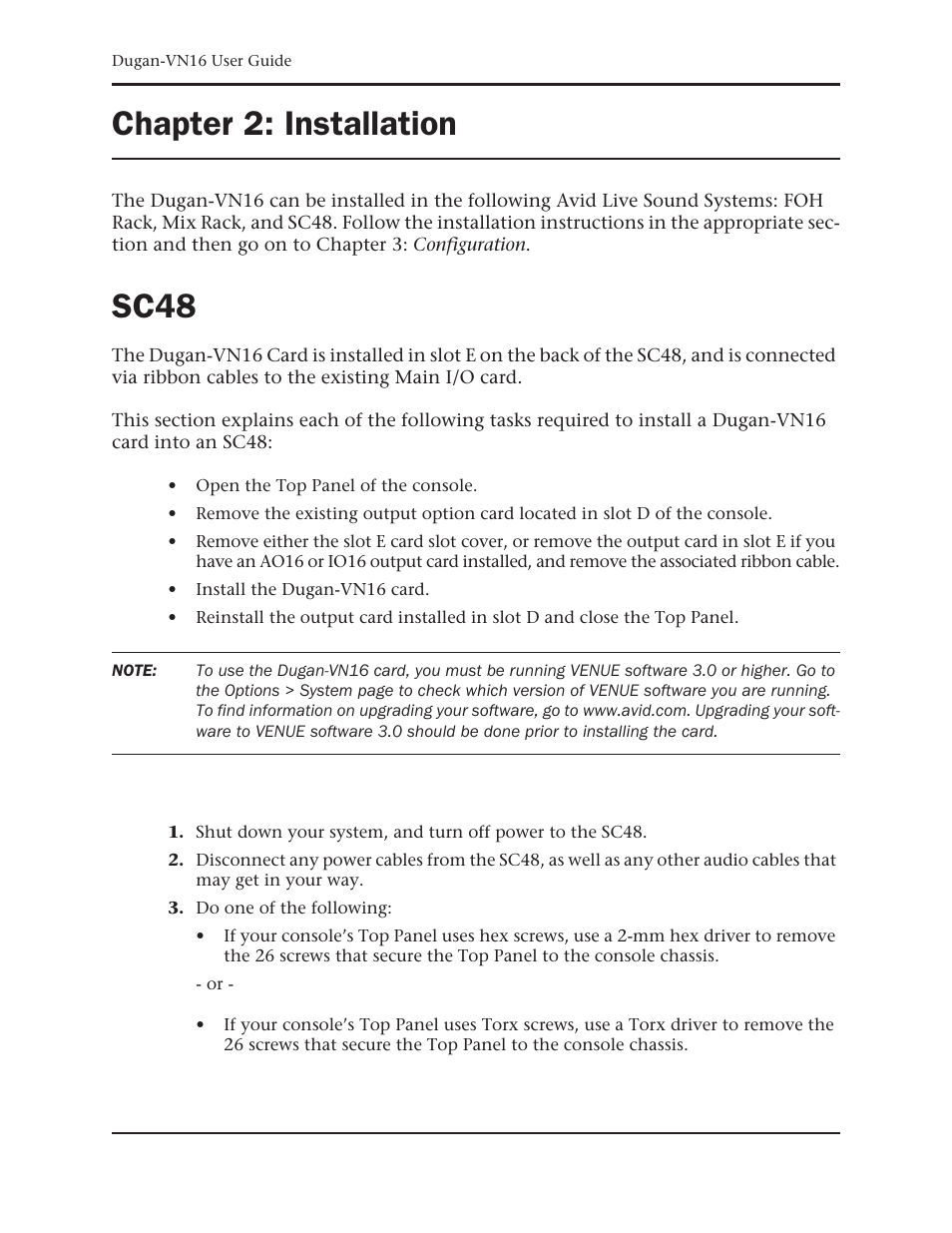 Chapter 2: installation, Sc48, Chapter 2 | Installation | Dan Dugan Sound Design Dugan-VN16 User Manual | Page 13 / 64