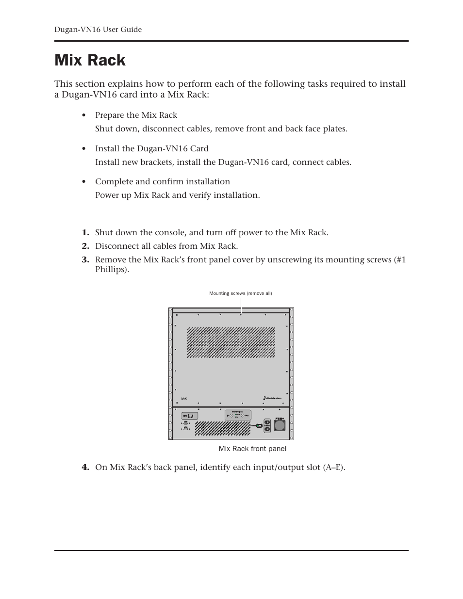 Mix rack | Dan Dugan Sound Design Dugan-VN16 User Manual | Page 28 / 64