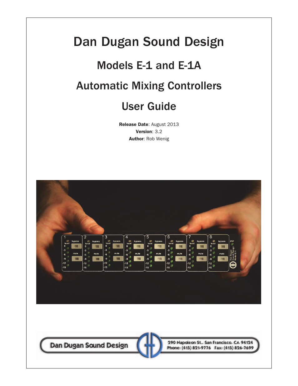 Dan Dugan Sound Design E-1 User Manual | 52 pages