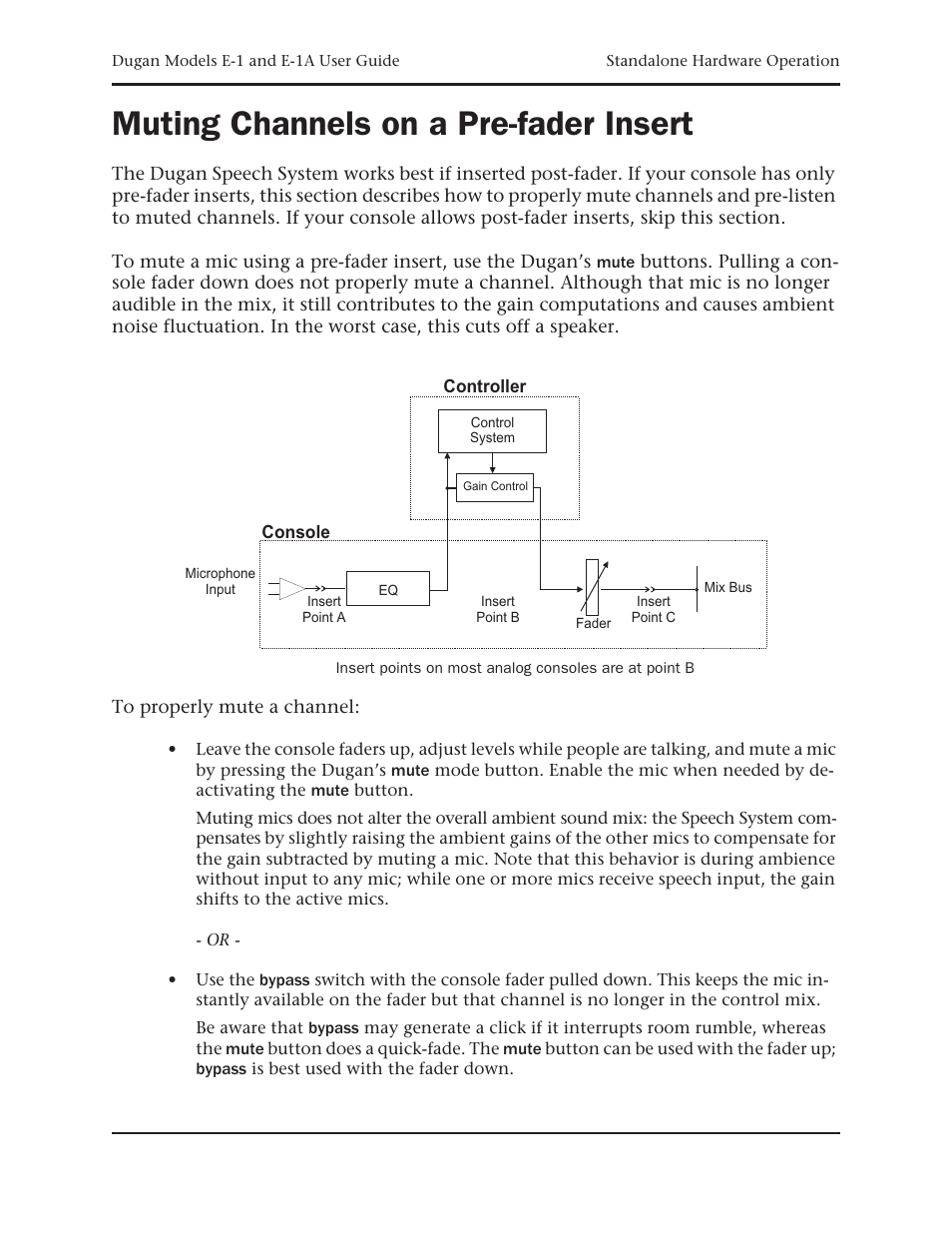 Muting channels on a pre-fader insert | Dan Dugan Sound Design E-1 User Manual | Page 45 / 52