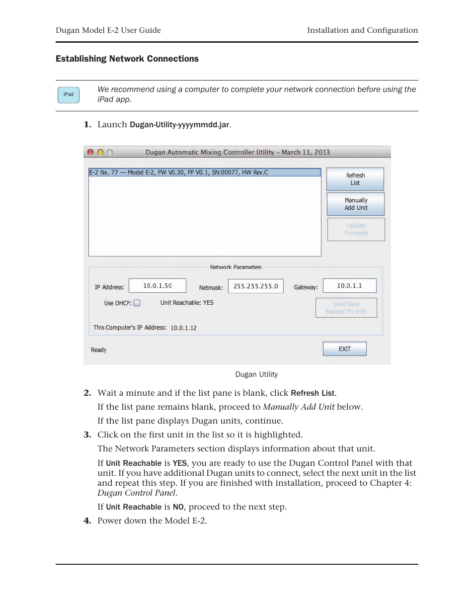 Establishing network connections | Dan Dugan Sound Design E-2 User Manual | Page 25 / 68