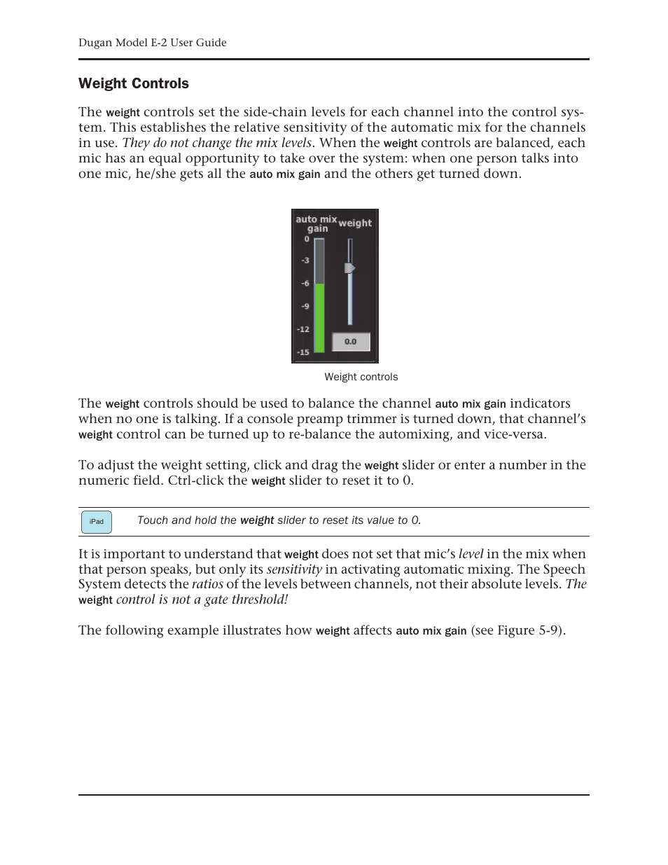 Weight controls | Dan Dugan Sound Design E-2 User Manual | Page 44 / 68