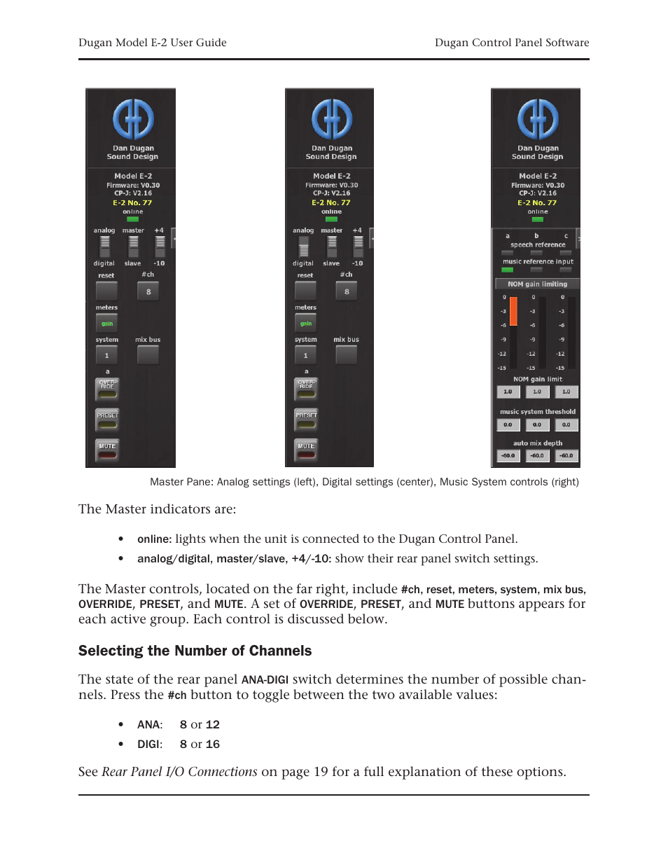 Selecting the number of channels | Dan Dugan Sound Design E-2 User Manual | Page 47 / 68