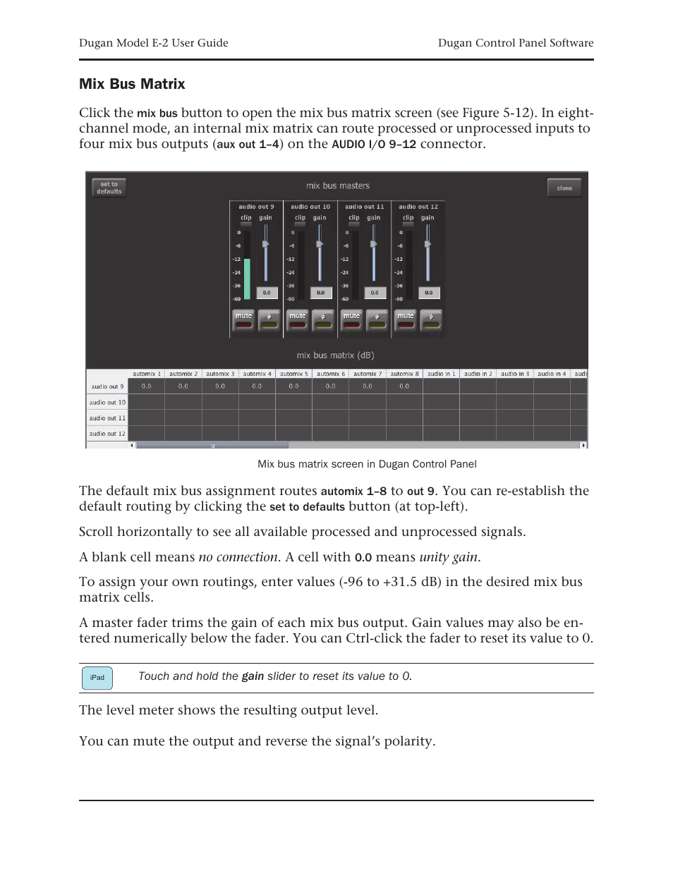 Mix bus matrix | Dan Dugan Sound Design E-2 User Manual | Page 49 / 68