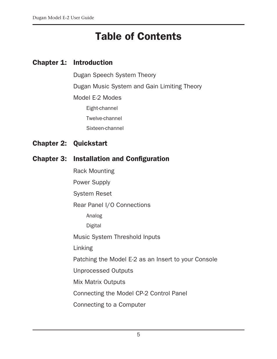 Dan Dugan Sound Design E-2 User Manual | Page 5 / 68