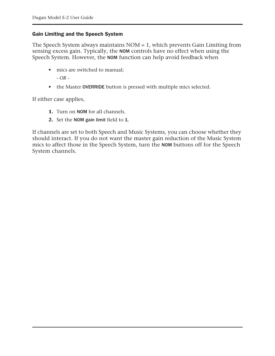 Gain limiting and the speech system | Dan Dugan Sound Design E-2 User Manual | Page 56 / 68