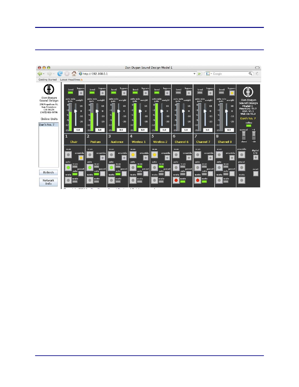 Chapter 5: web control panel, 1 software installation, Software installation | Dan Dugan Sound Design E User Manual | Page 25 / 48