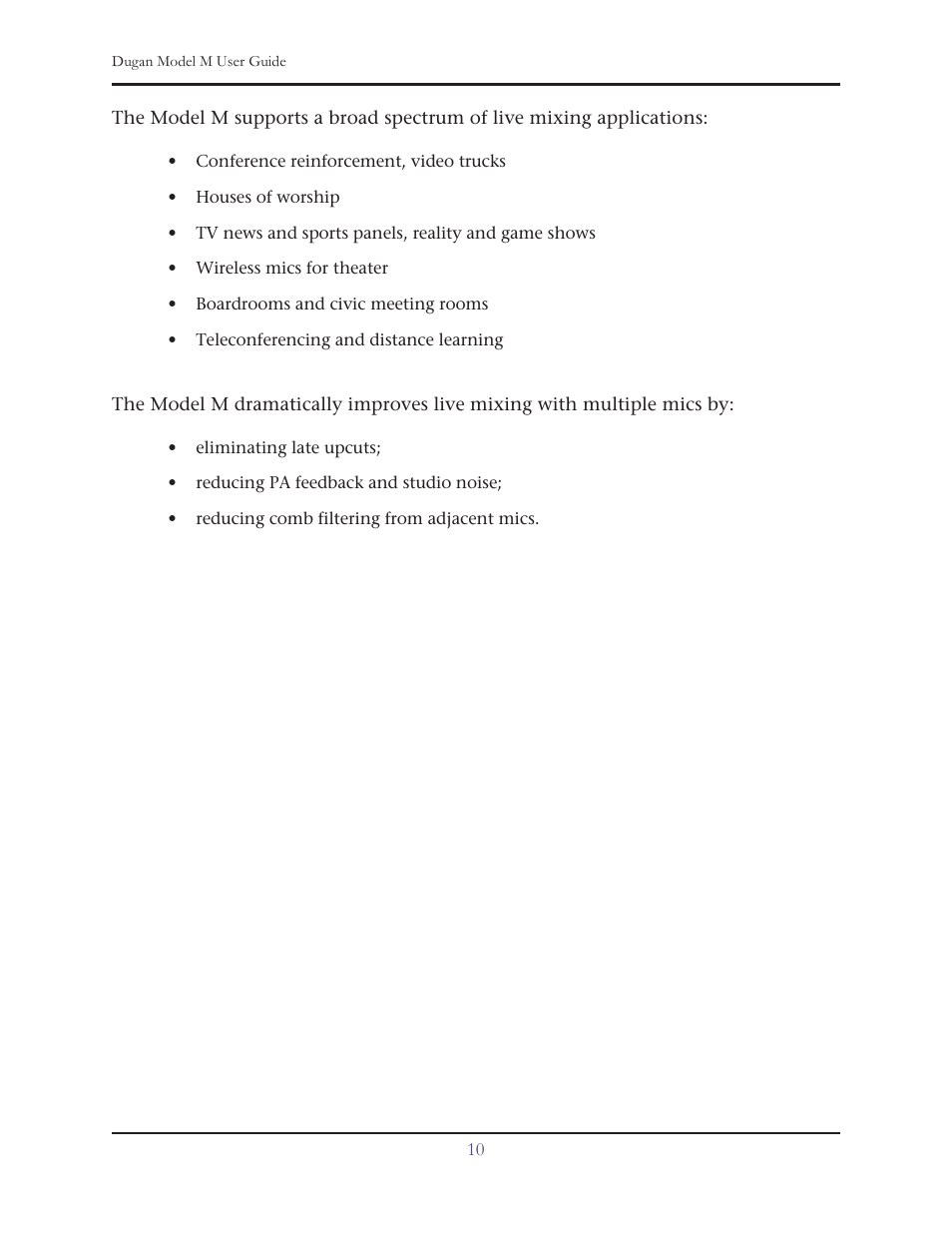 Dan Dugan Sound Design M User Manual | Page 10 / 62