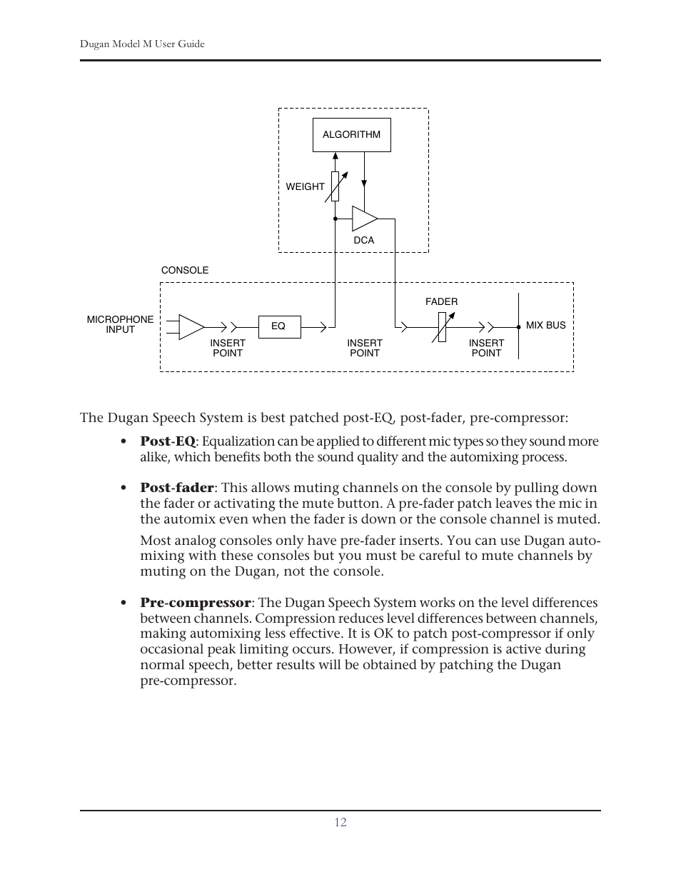 Insert patching | Dan Dugan Sound Design M User Manual | Page 12 / 62