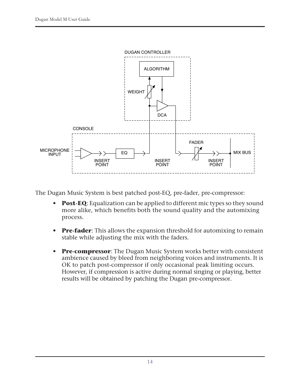 Insert patching | Dan Dugan Sound Design M User Manual | Page 14 / 62