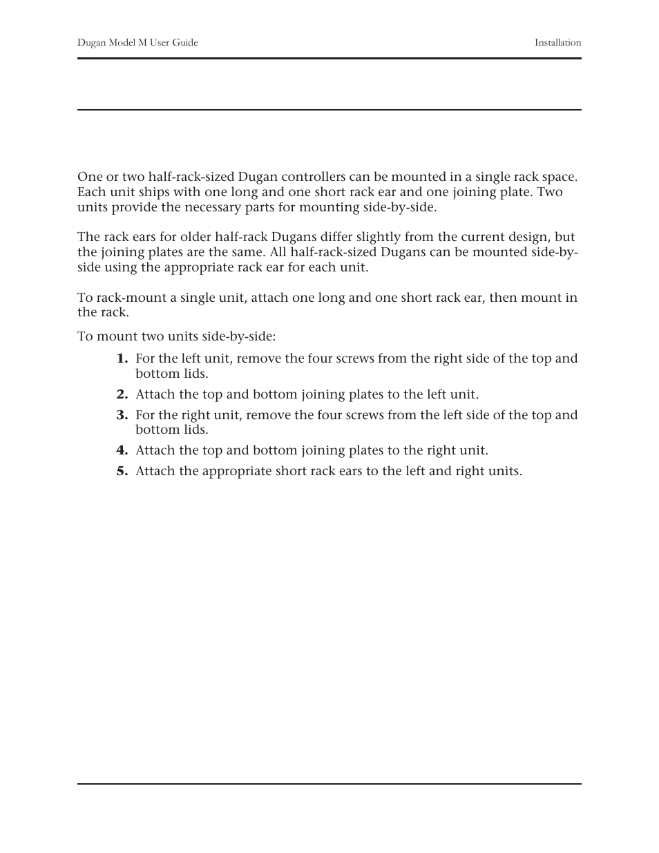 Chapter 3: installation, Rack mounting | Dan Dugan Sound Design M User Manual | Page 17 / 62