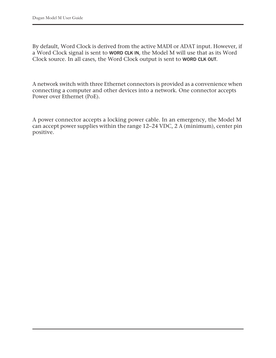 Word clock, Network, Power | Dan Dugan Sound Design M User Manual | Page 20 / 62