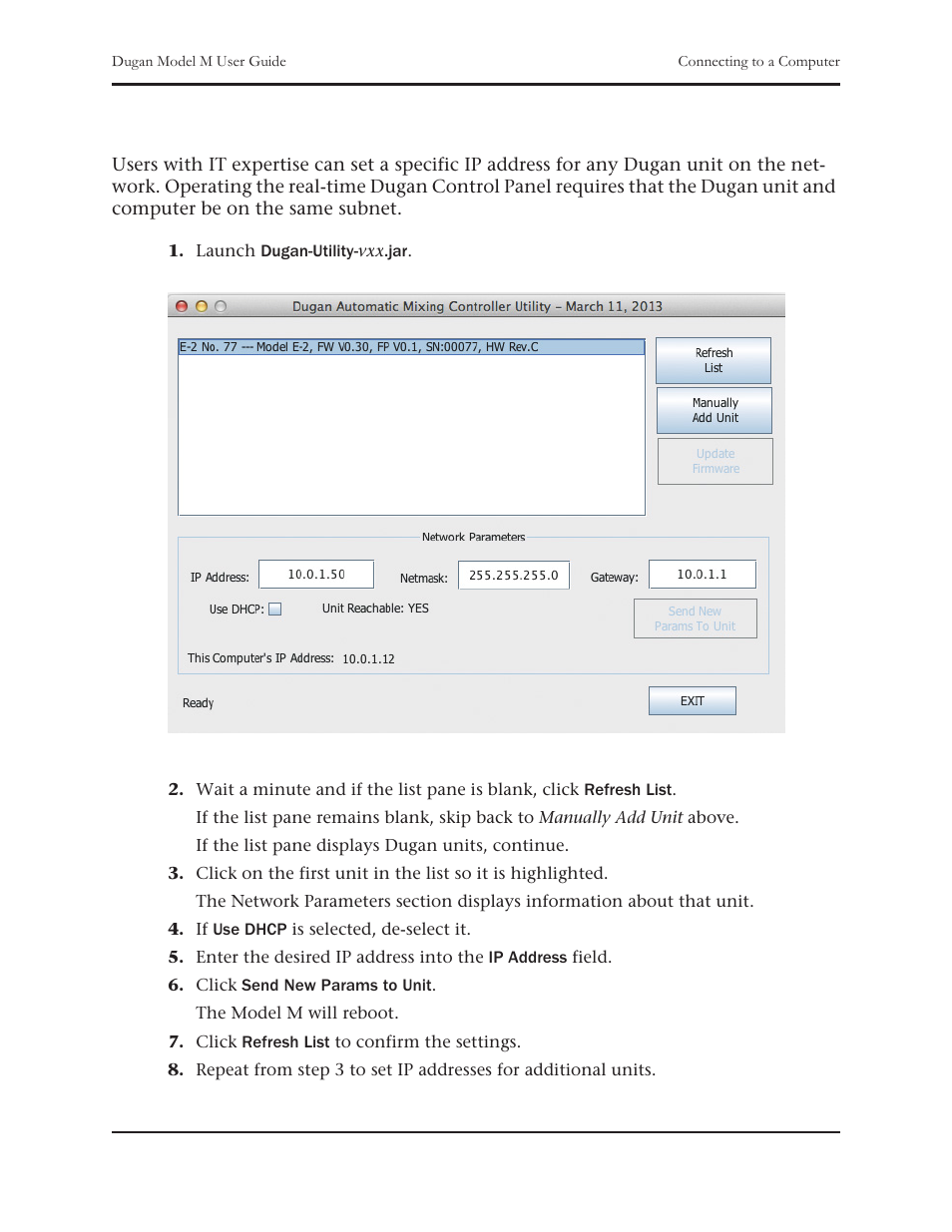Setting a specific ip address | Dan Dugan Sound Design M User Manual | Page 25 / 62