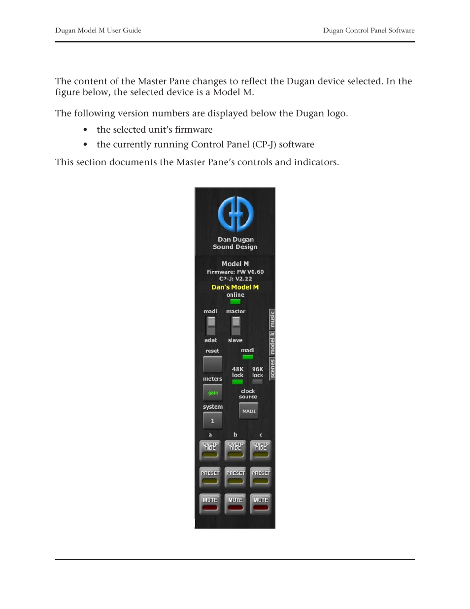 Master pane | Dan Dugan Sound Design M User Manual | Page 37 / 62