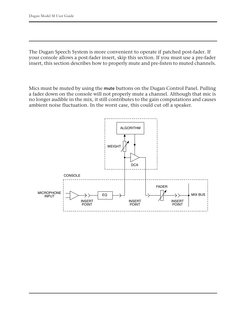 Chapter 6: pre-fader insert, Muting channels | Dan Dugan Sound Design M User Manual | Page 43 / 62