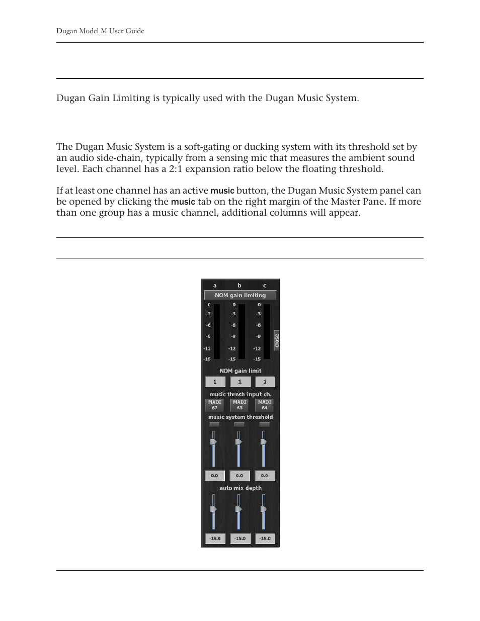 Chapter 7: dugan music system and gain limiting, Dugan music system | Dan Dugan Sound Design M User Manual | Page 45 / 62
