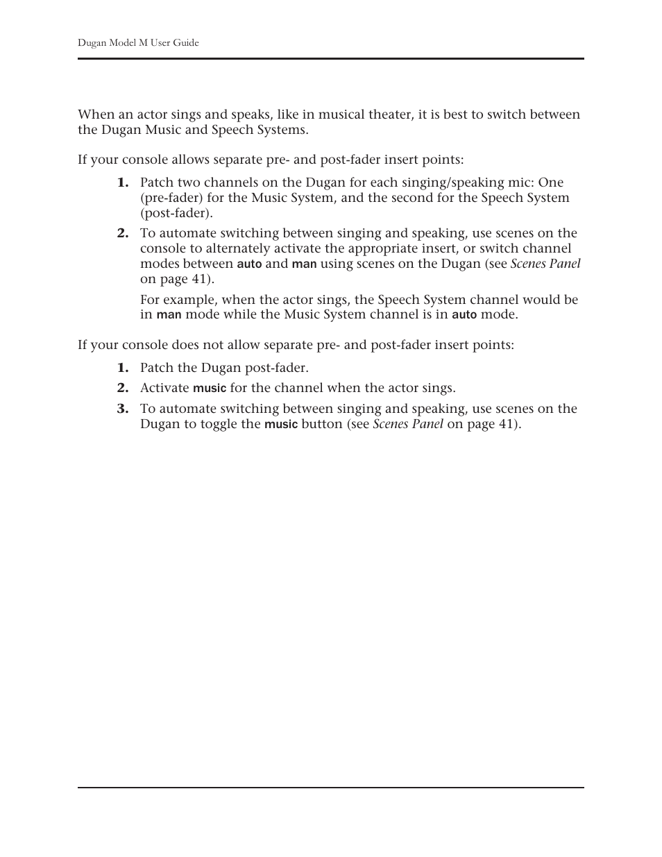 Musical theater | Dan Dugan Sound Design M User Manual | Page 50 / 62