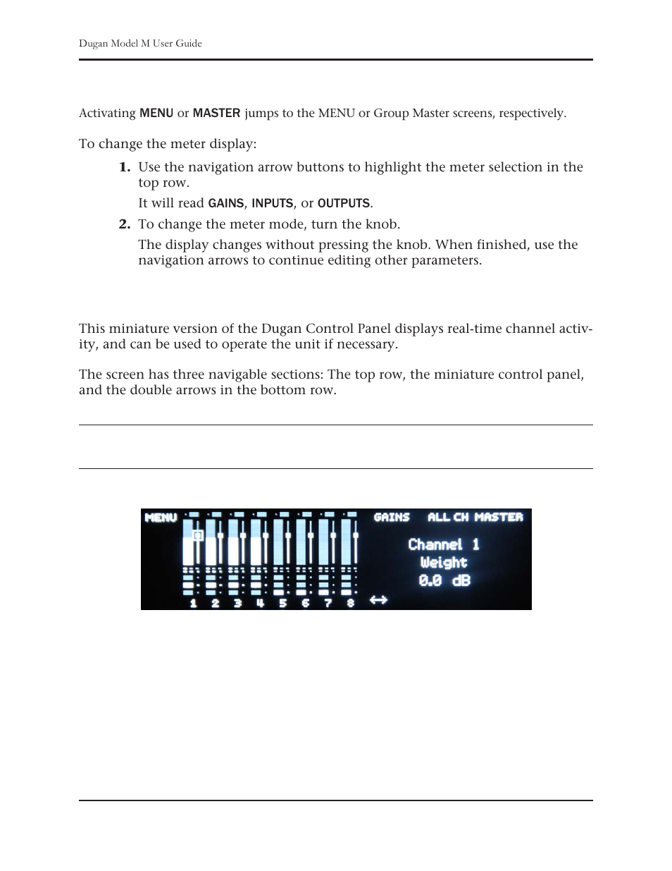 Top row, Eight channels screen | Dan Dugan Sound Design M User Manual | Page 52 / 62