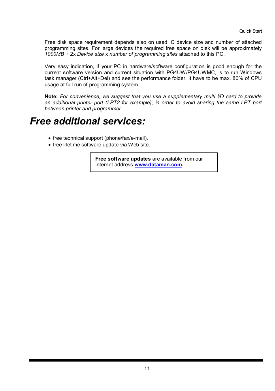 Free additional services | Dataman 40Pro User Manual | Page 11 / 174