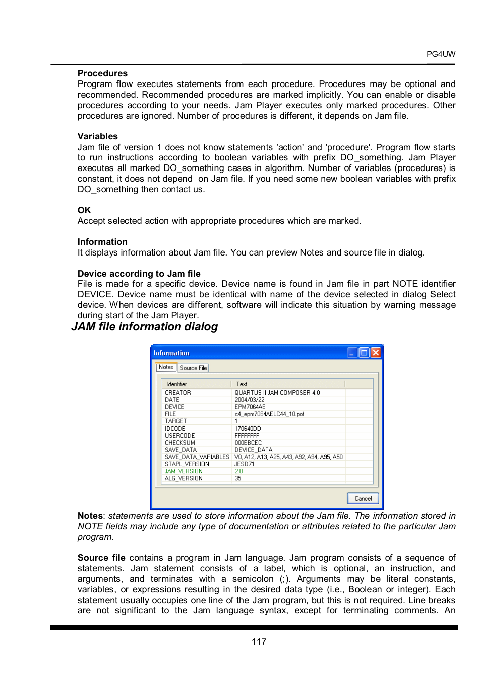 Jam file information dialog | Dataman 40Pro User Manual | Page 117 / 174