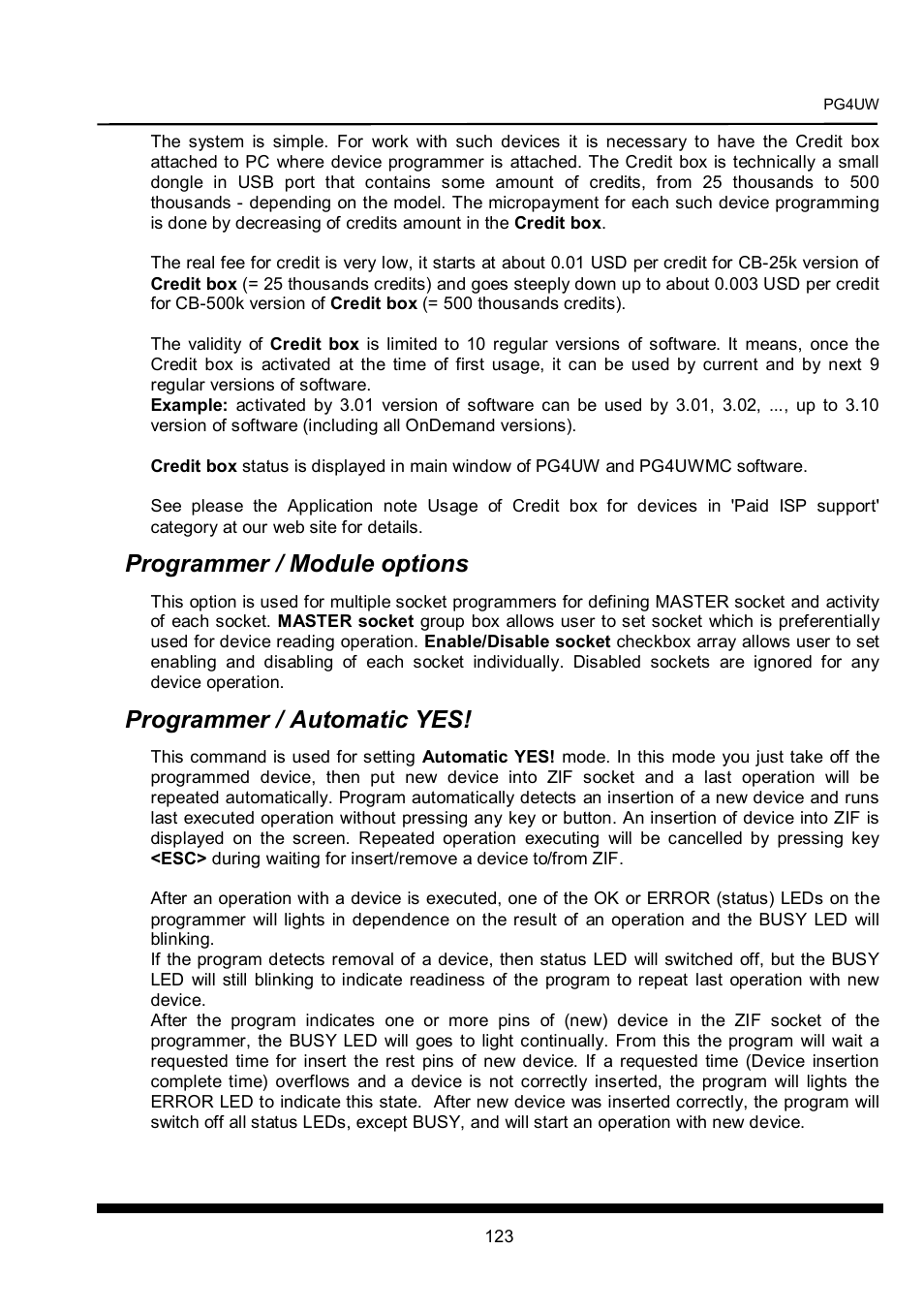 Programmer / module options, Programmer / automatic yes | Dataman 40Pro User Manual | Page 123 / 174