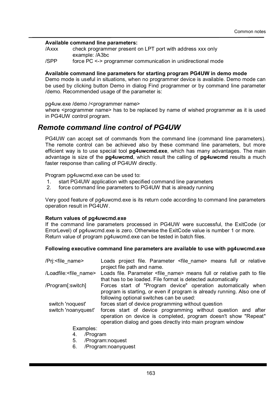 Remote command line control of pg4uw | Dataman 40Pro User Manual | Page 163 / 174