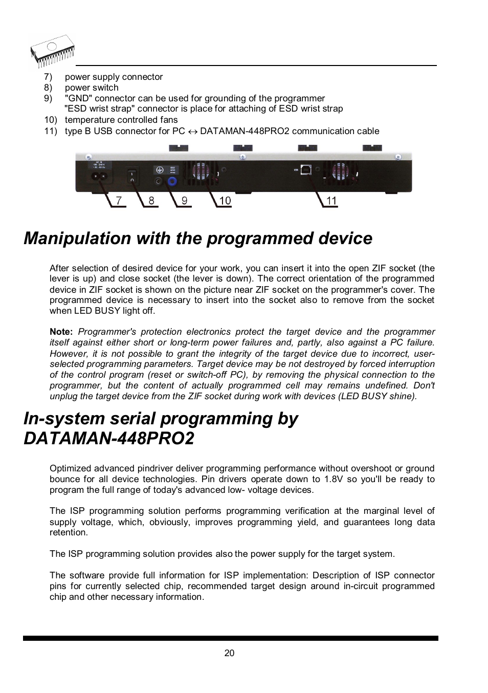 Manipulation with the programmed device, In-system serial programming by dataman448pro2, In-system serial programming by dataman-448pro2 | Dataman 40Pro User Manual | Page 20 / 174