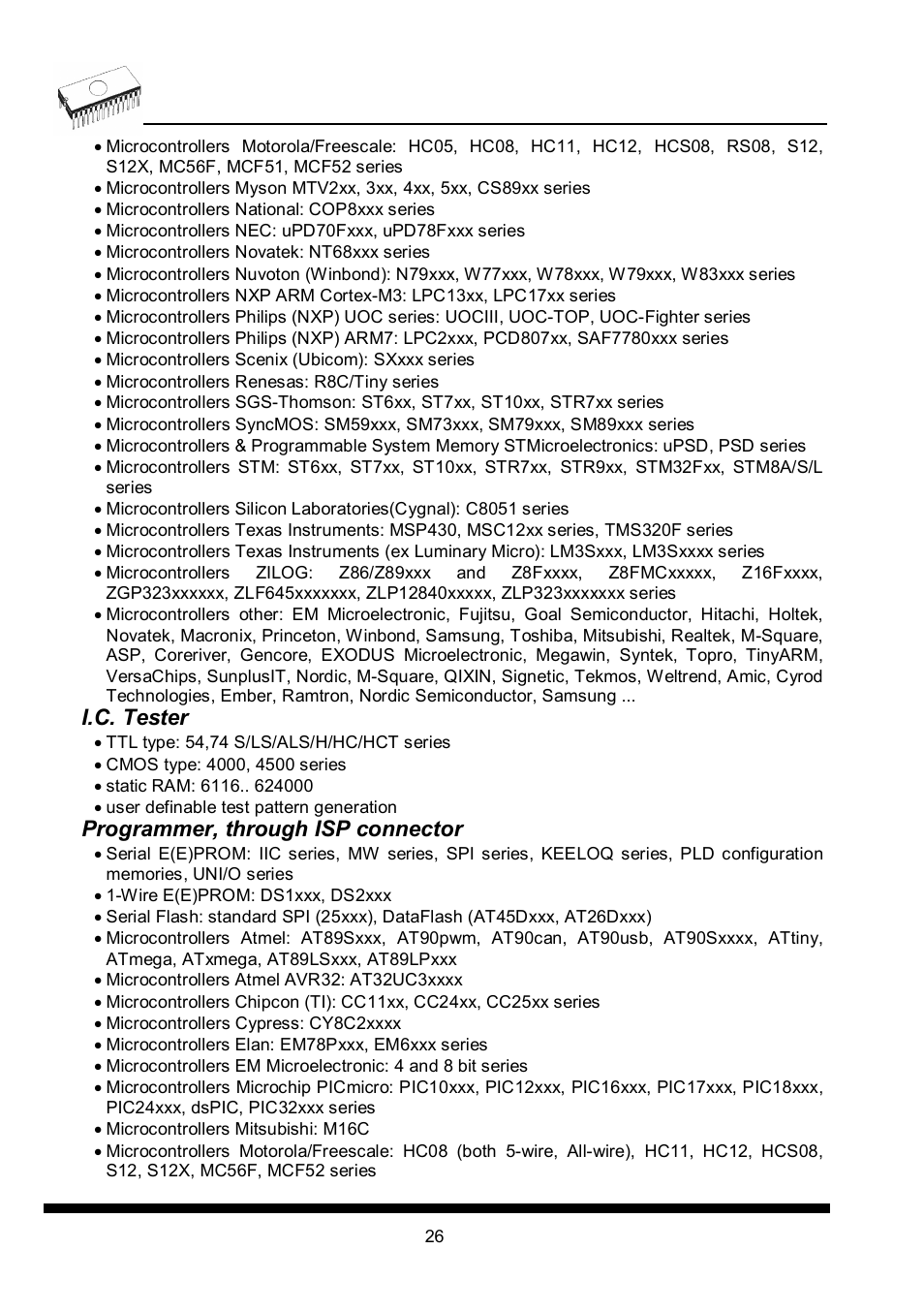 I.c. tester, Programmer, through isp connector | Dataman 40Pro User Manual | Page 26 / 174