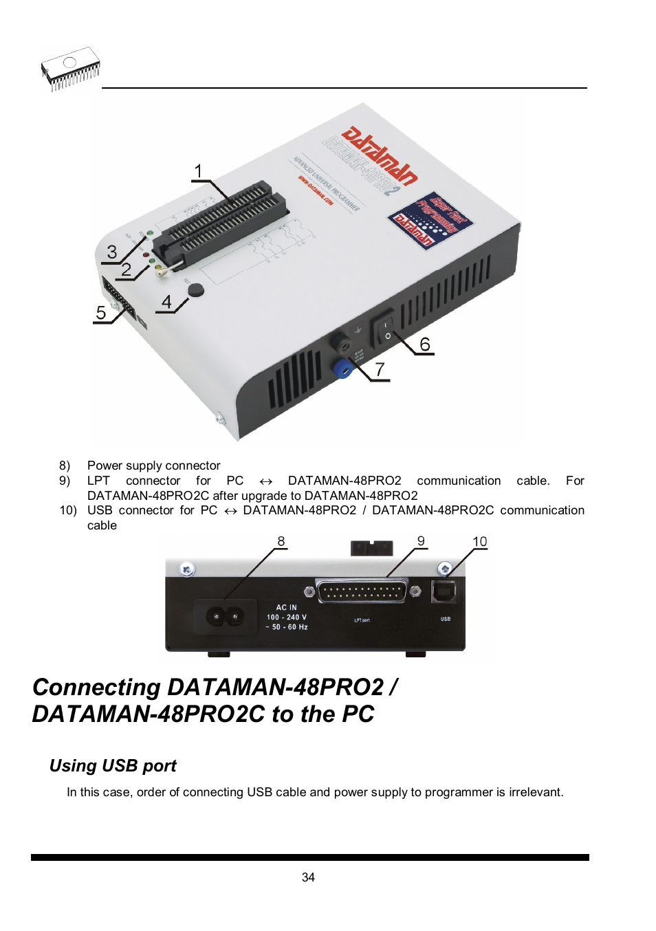 Using usb port | Dataman 40Pro User Manual | Page 34 / 174