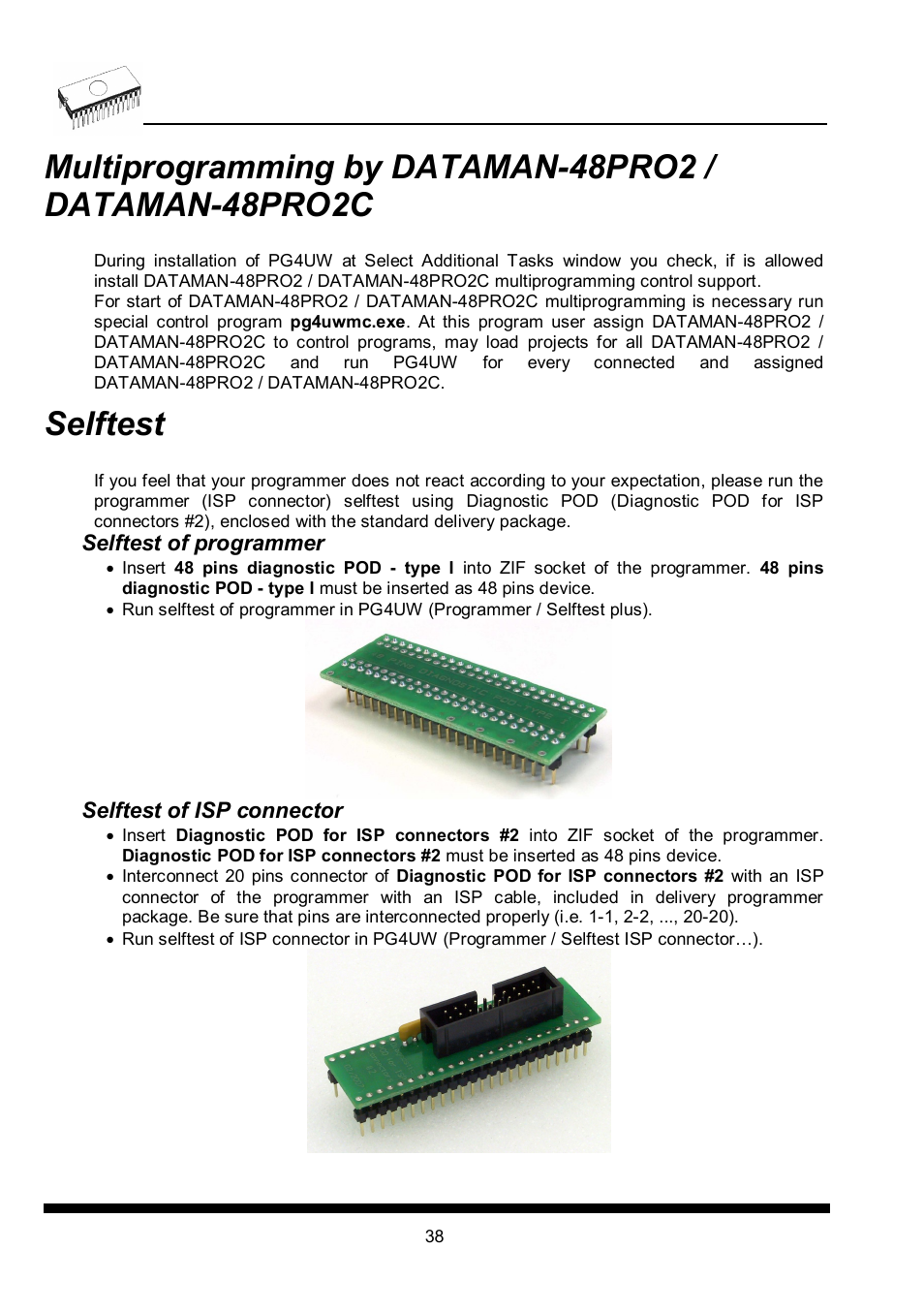 Multiprogramming by dataman48pro2 / dataman48pro2c, Selftest | Dataman 40Pro User Manual | Page 38 / 174