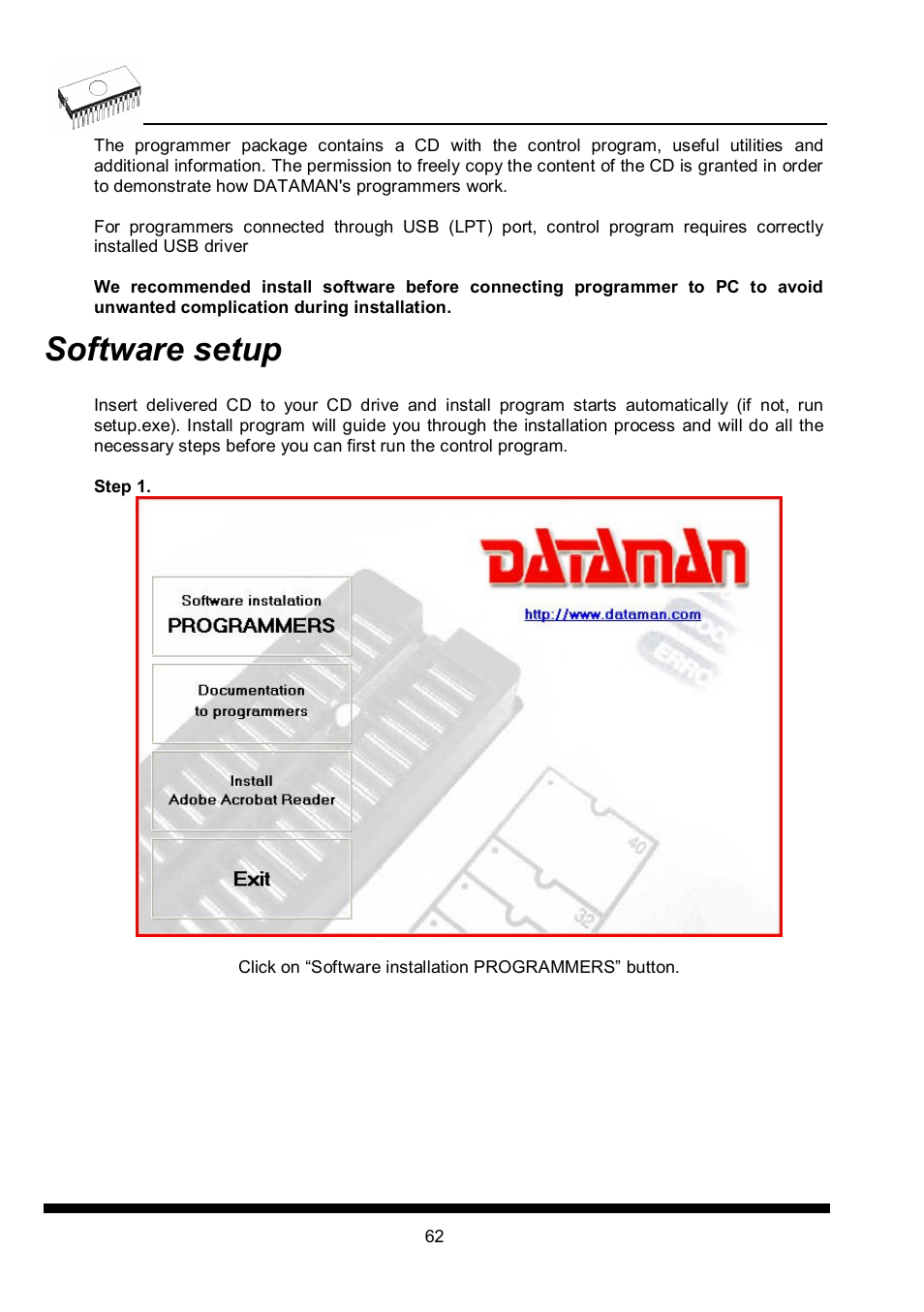 Software setup | Dataman 40Pro User Manual | Page 62 / 174