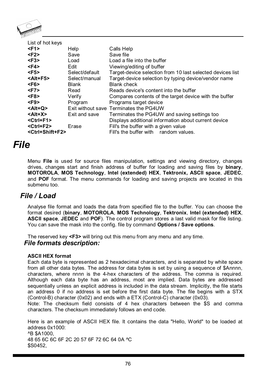 File, File / load, File formats description | Dataman 40Pro User Manual | Page 76 / 174