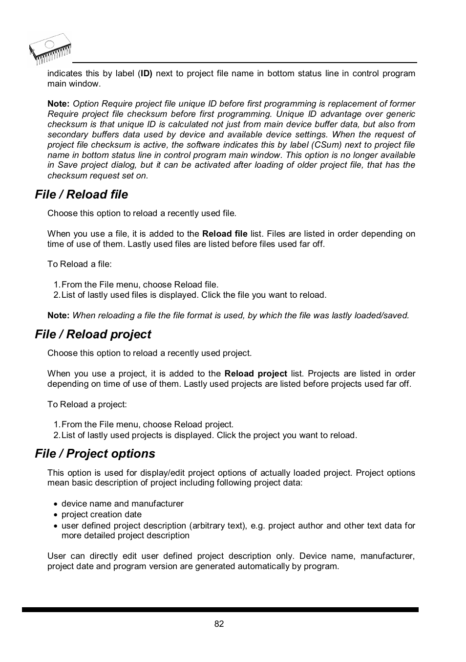 File / reload file, File / reload project, File / project options | Dataman 40Pro User Manual | Page 82 / 174