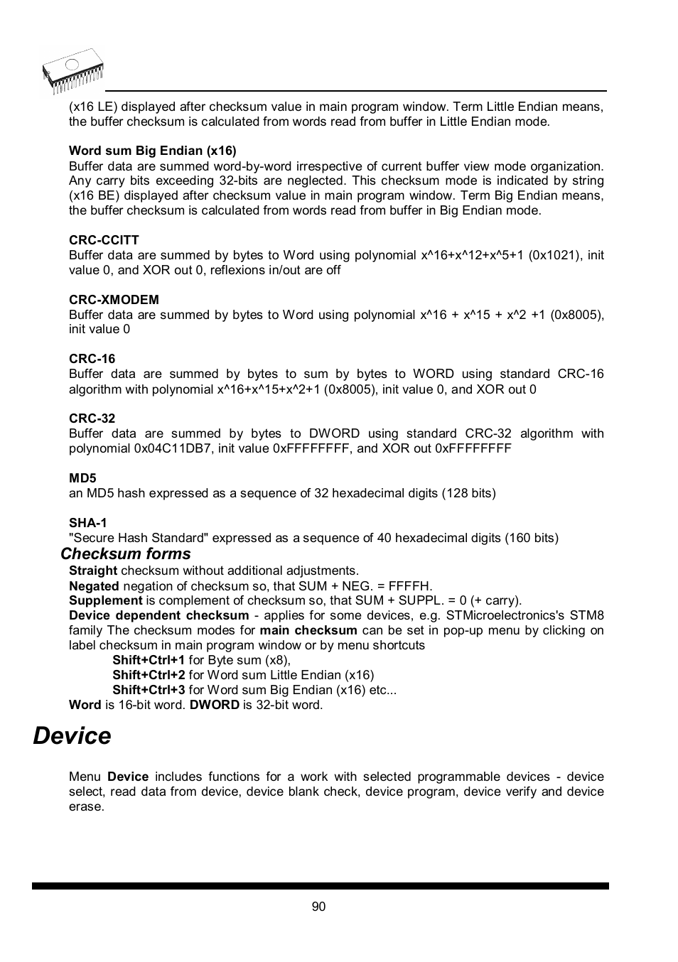 Device, Checksum forms | Dataman 40Pro User Manual | Page 90 / 174