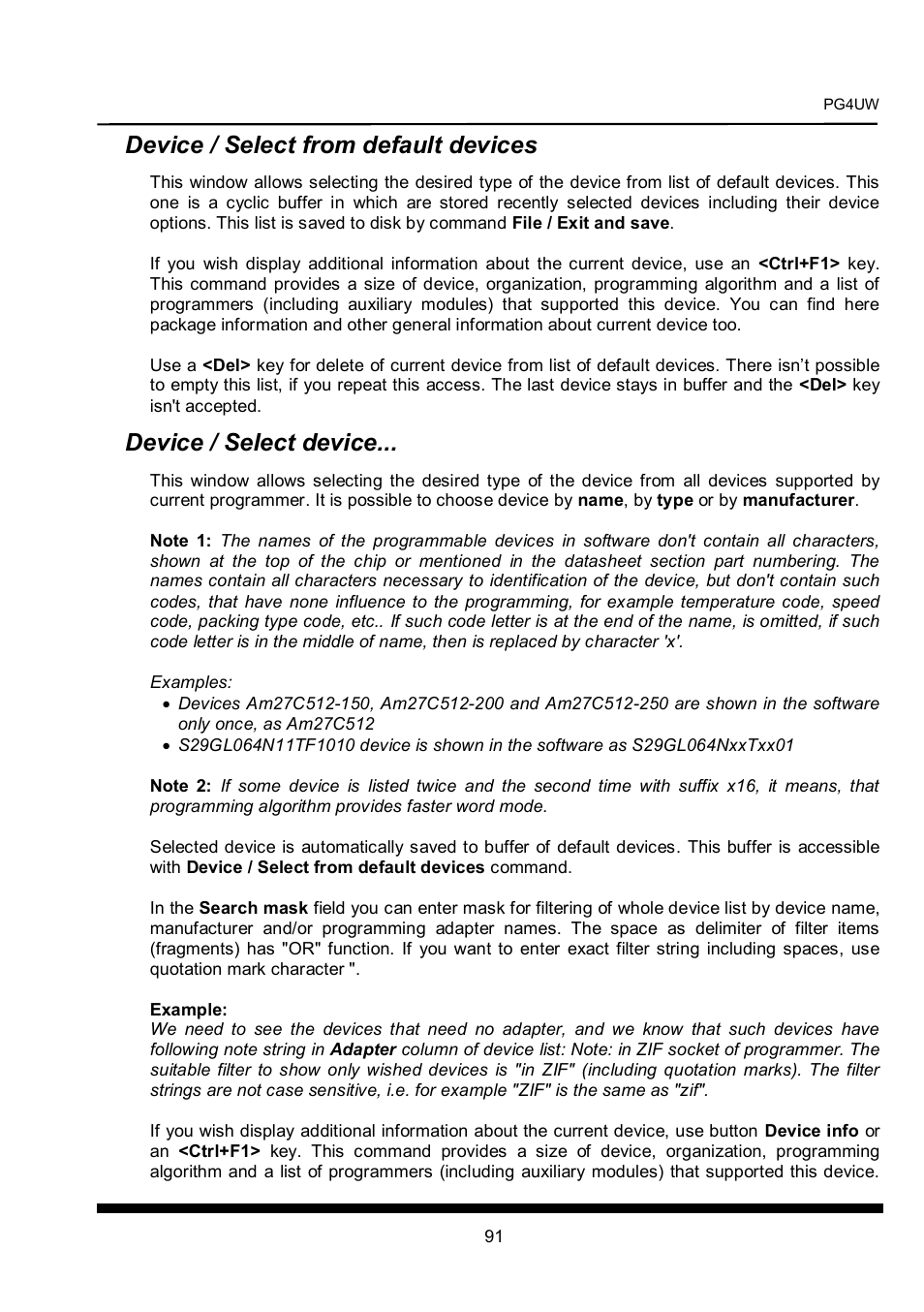 Device / select from default devices, Device / select device | Dataman 40Pro User Manual | Page 91 / 174