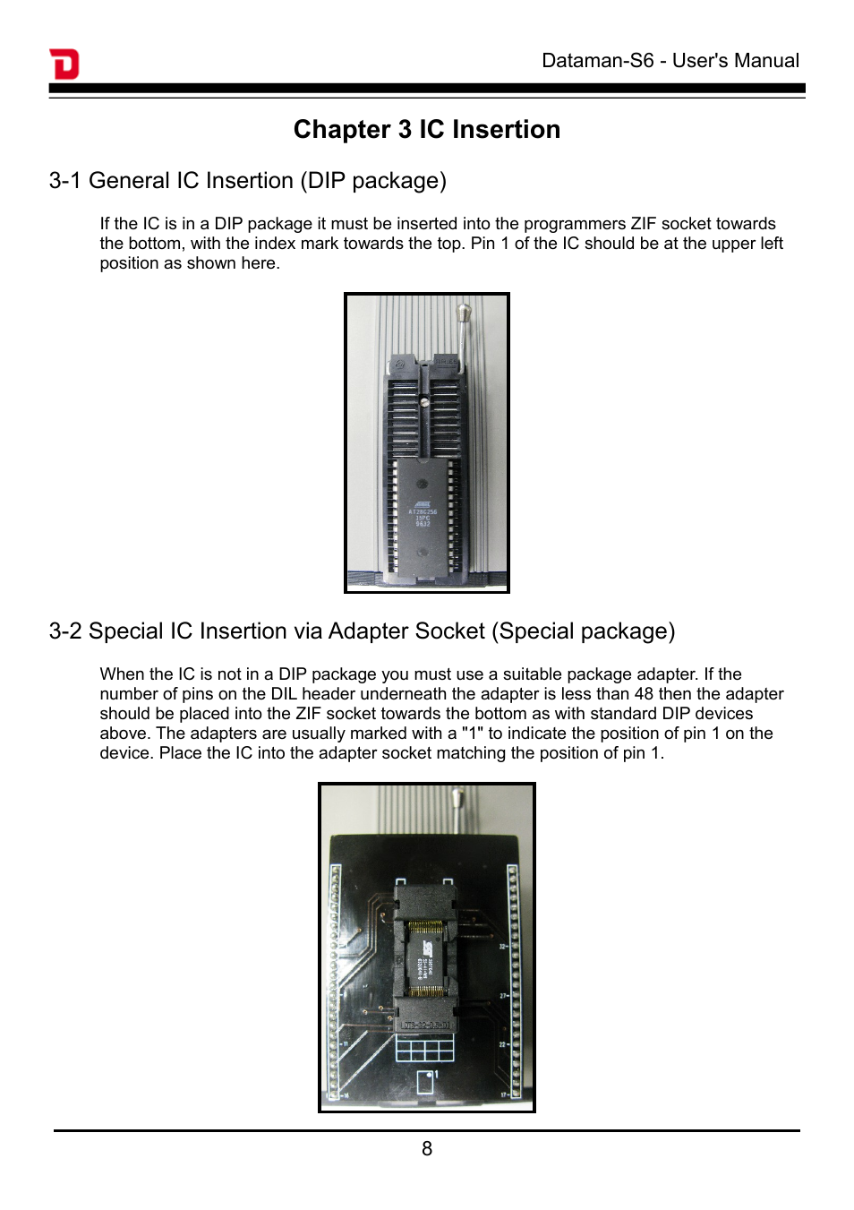 Chapter 3 ic insertion | Dataman S6 User Manual | Page 11 / 35