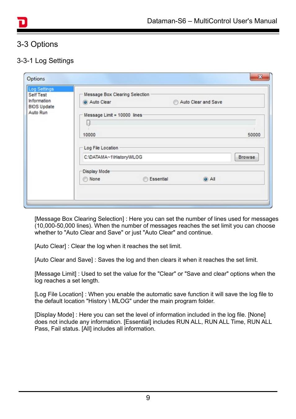 3 options | Dataman S6 User Manual | Page 12 / 20